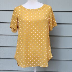 Banana Republic Factory Yellow Polka Dot Blouse
